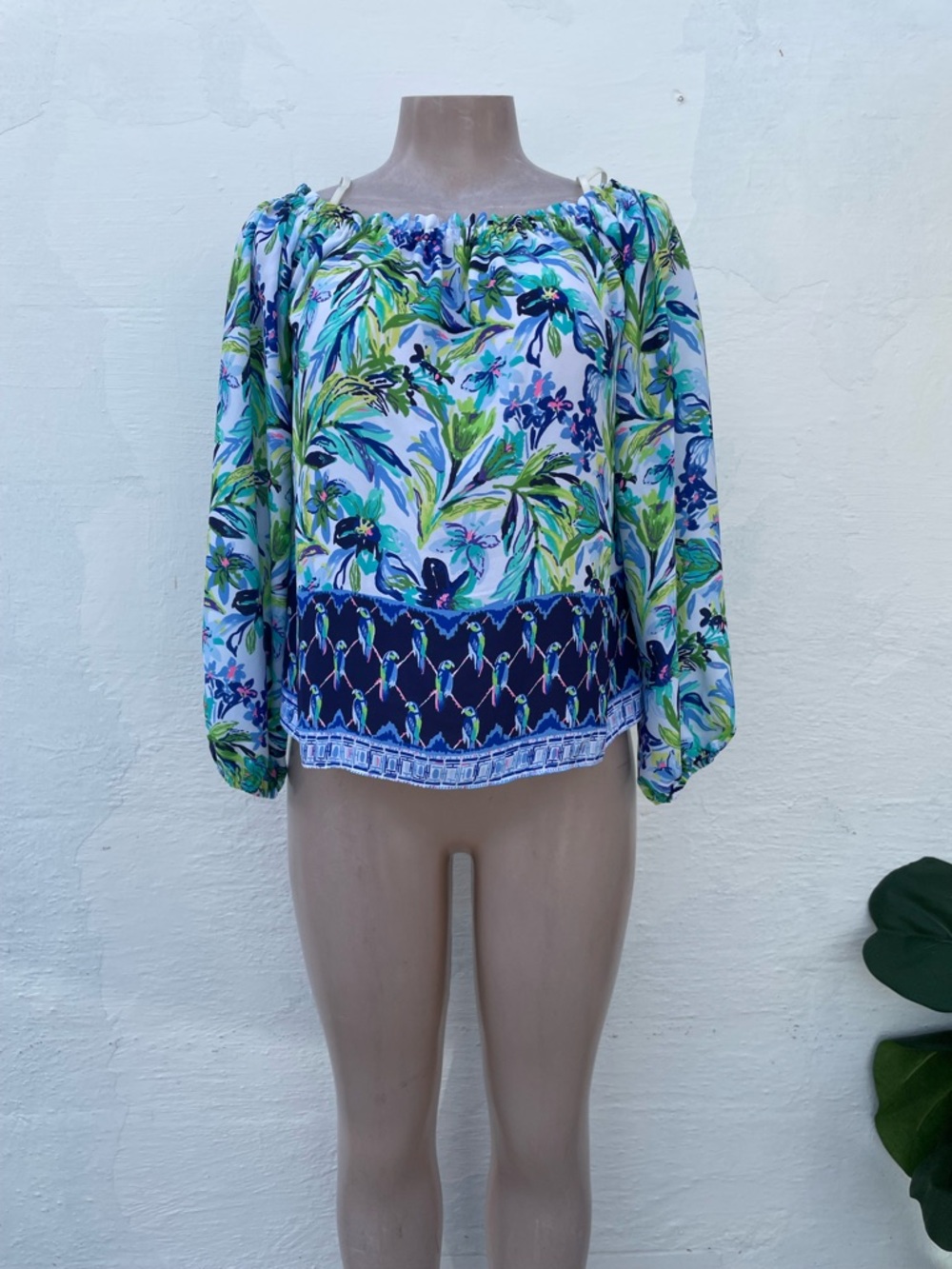 Lilly Pulitzer Off-Shoulder Floral Top - Blue & Green